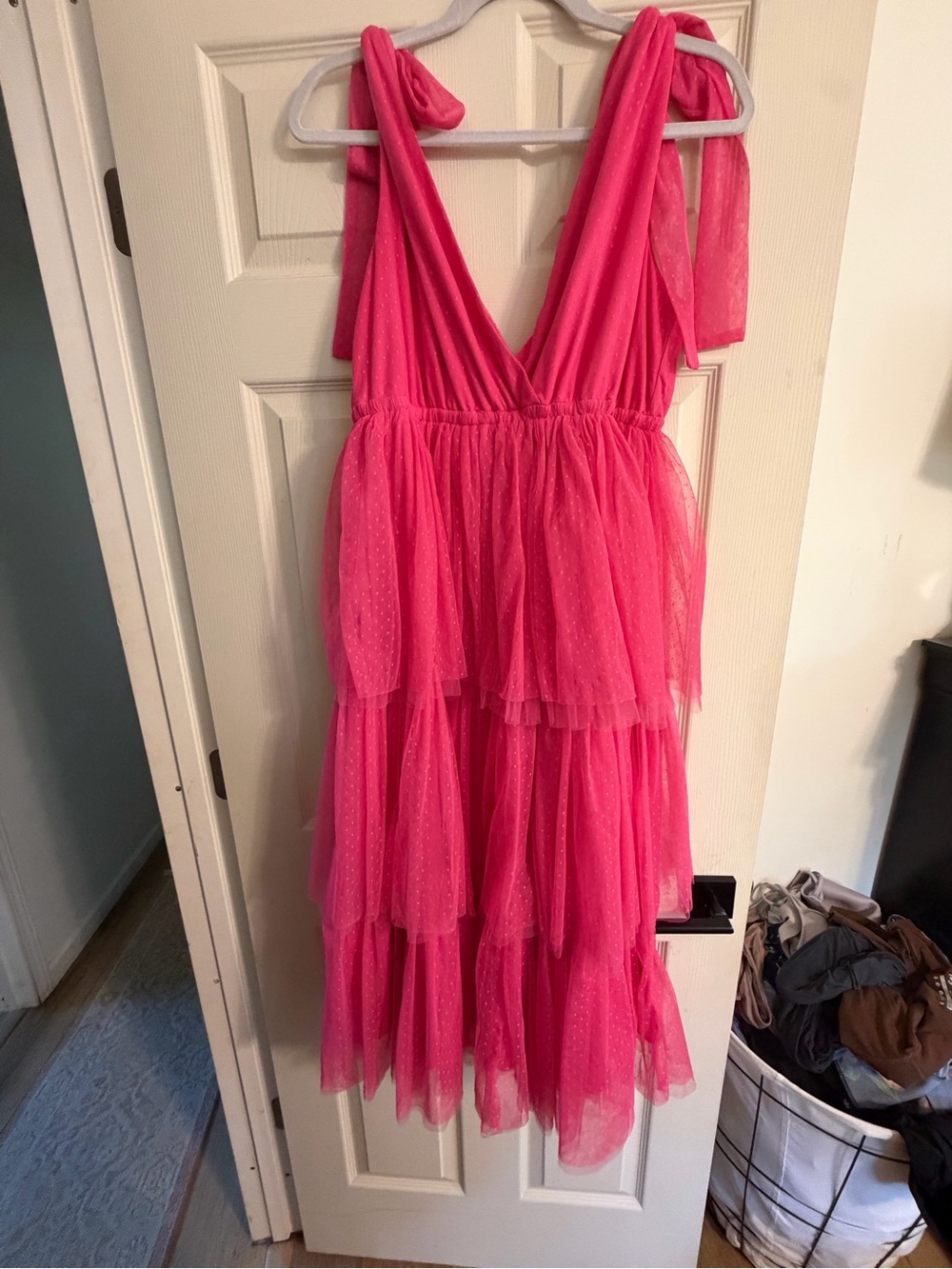 Pink Tiered Tulle Dress - Sleeveless Party Dress - Picture 1 of 2